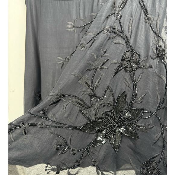 French Connection Whimsy Goth Embroidered Beaded Floral Knee Length Skirt Medium - Picture 5 of 8